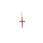 Dije Cruz Circones Fucsia Oro 18K 15,7mm-8,3mm