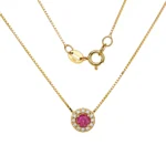 Cadena Punto De Luz Rubi Y Diamantes Oro 18K 40cm-0,5mm (0,20cts-0,13cts)