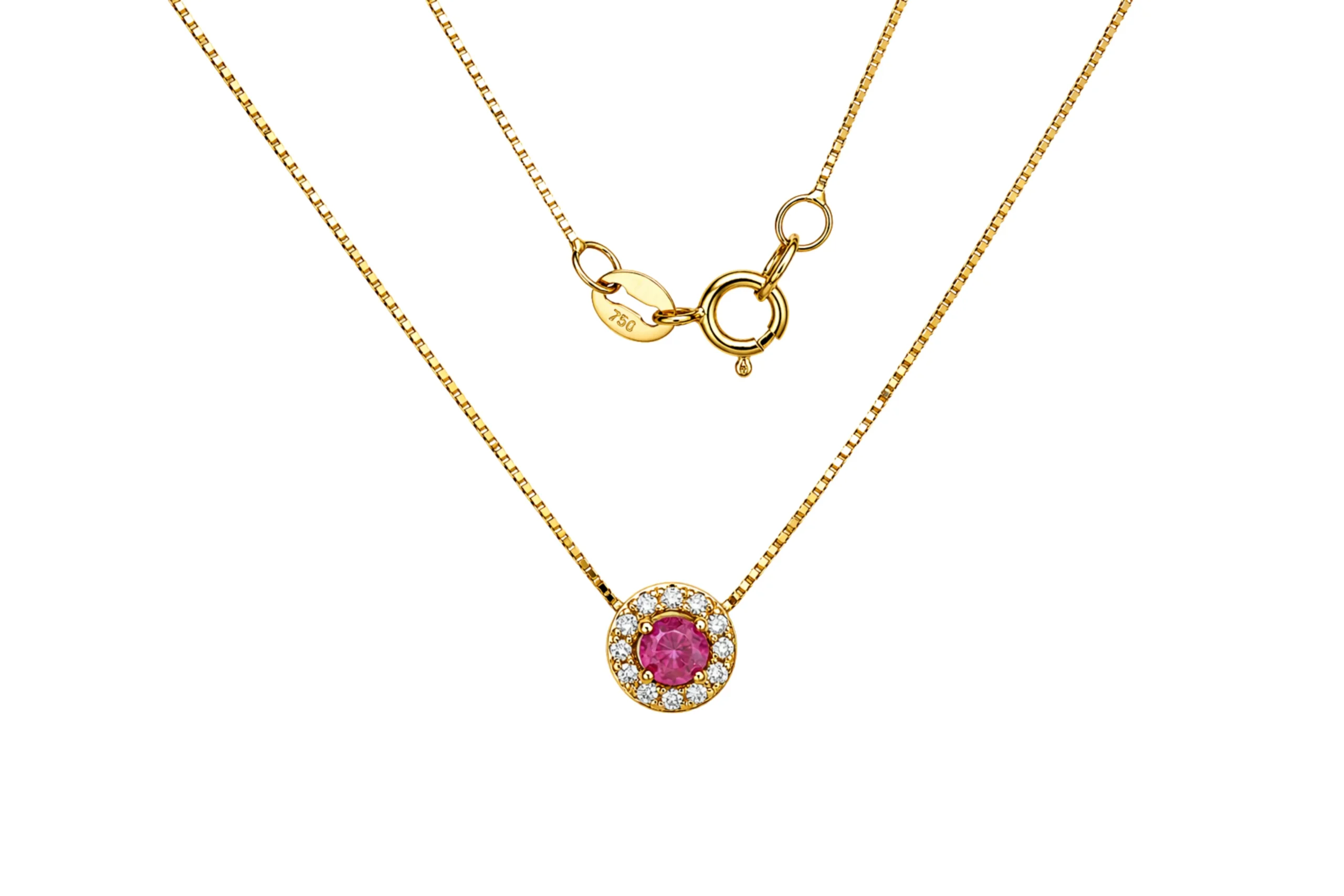 32661 Cadena Punto De Luz Rubi Y Diamantes Oro 18K 40cm-0,5mm (0,20cts-0,13cts) - Imagen 1