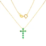 Cadena Cruz Esmeralda (0.35ct) Oro 18K 40cm 15mm-10mm