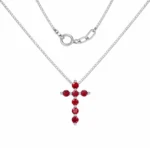 Cadena Cruz Rubi Oro Blanco (0.80ct) 18K 40cm 15,7mm-10mm