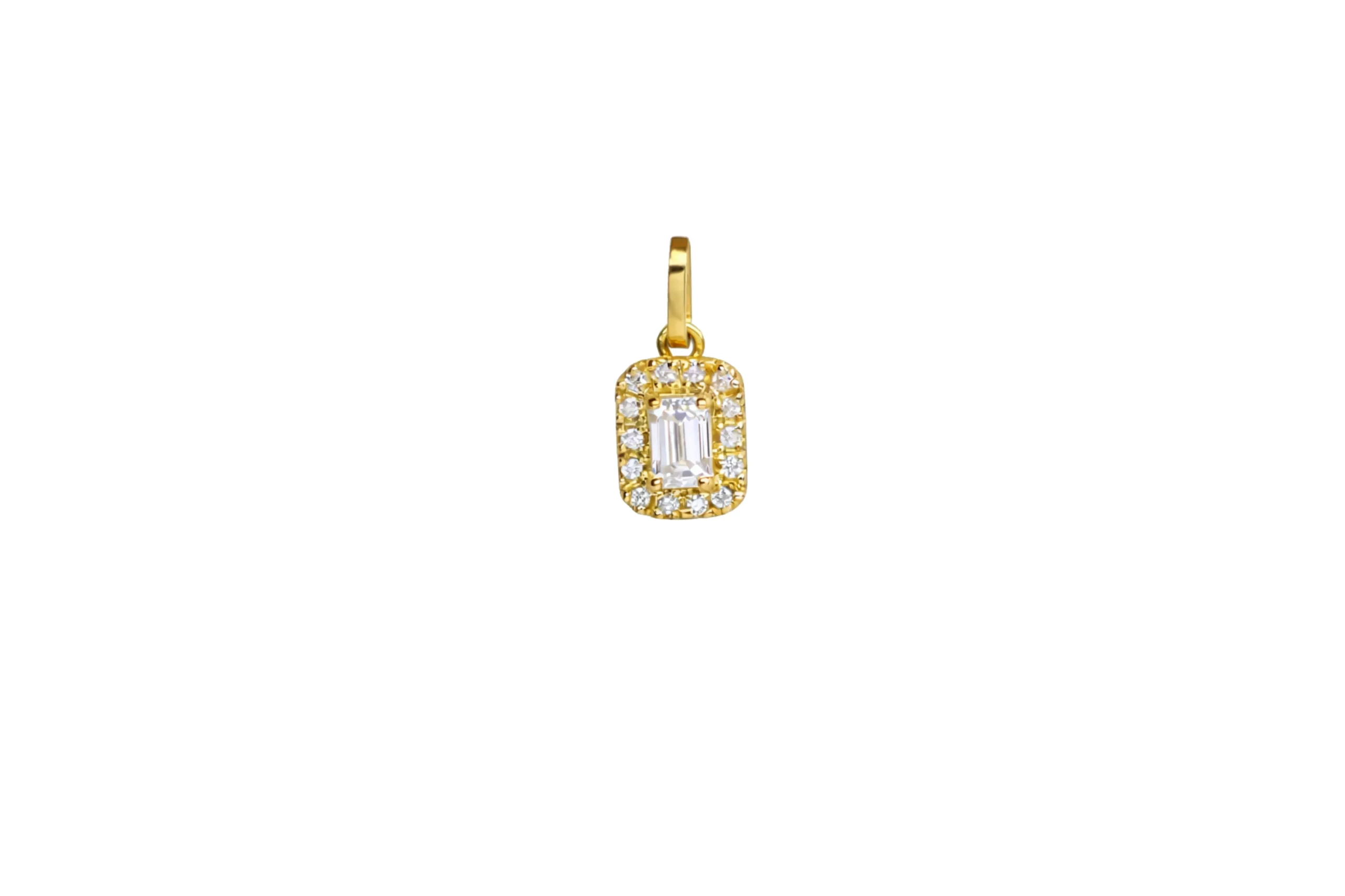 33224 Dije Diamante Baguette (0.30ct) Oro 18K 9,2mm-6mm 4,4mm - Imagen 1