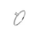 Anillo Baguette Diamante Oro Blanco (0.45ct) 18K 5,2mm-3mm-1,2mm Talla 7