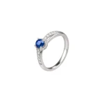Anillo Zafiro Y Diamantes Oro Blanco (0.20ct-0.20ct) 18K 6,4mm-2,5mm Talla 5