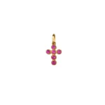 Dije Cruz Circones Fucsia Oro 18K 13,9mm-8,7mm