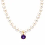 Cadena Perla Acolla Amatista Oro 18K 40cm-0,5mm