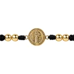 Brazalete Tejido Negro San Benito Lisa Oro 18K 13,4mm-19,5mm