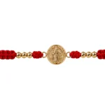 Brazalete Tejido Rojo San Benito Diamantado Oro 18K 10,3mm-16,7mm