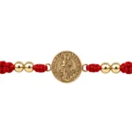 Brazalete Tejido Rojo San Benito Lisa Oro 18K 13,4mm-19,5mm