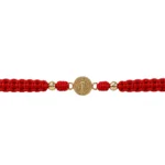 Brazalete Tejido Rojo San Benito Lisa Oro 18K 6,5mm-3,3mm