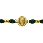 Brazalete Tejido Verde San Benito Diamantado Oro 18K 8,3mm-14,1mm