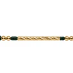 Brazalete Tejido Verde Tubo Melcocha Oro 18K 40mm-3mm