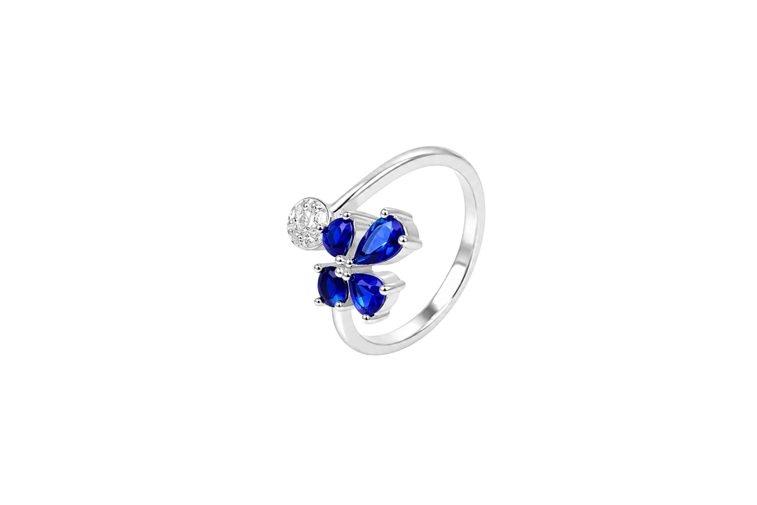 33317 Anillo Flor Azul Circones Plata Talla 7 - Imagen 1