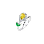 Anillo Gota Amarillo Circones Plata Talla 8