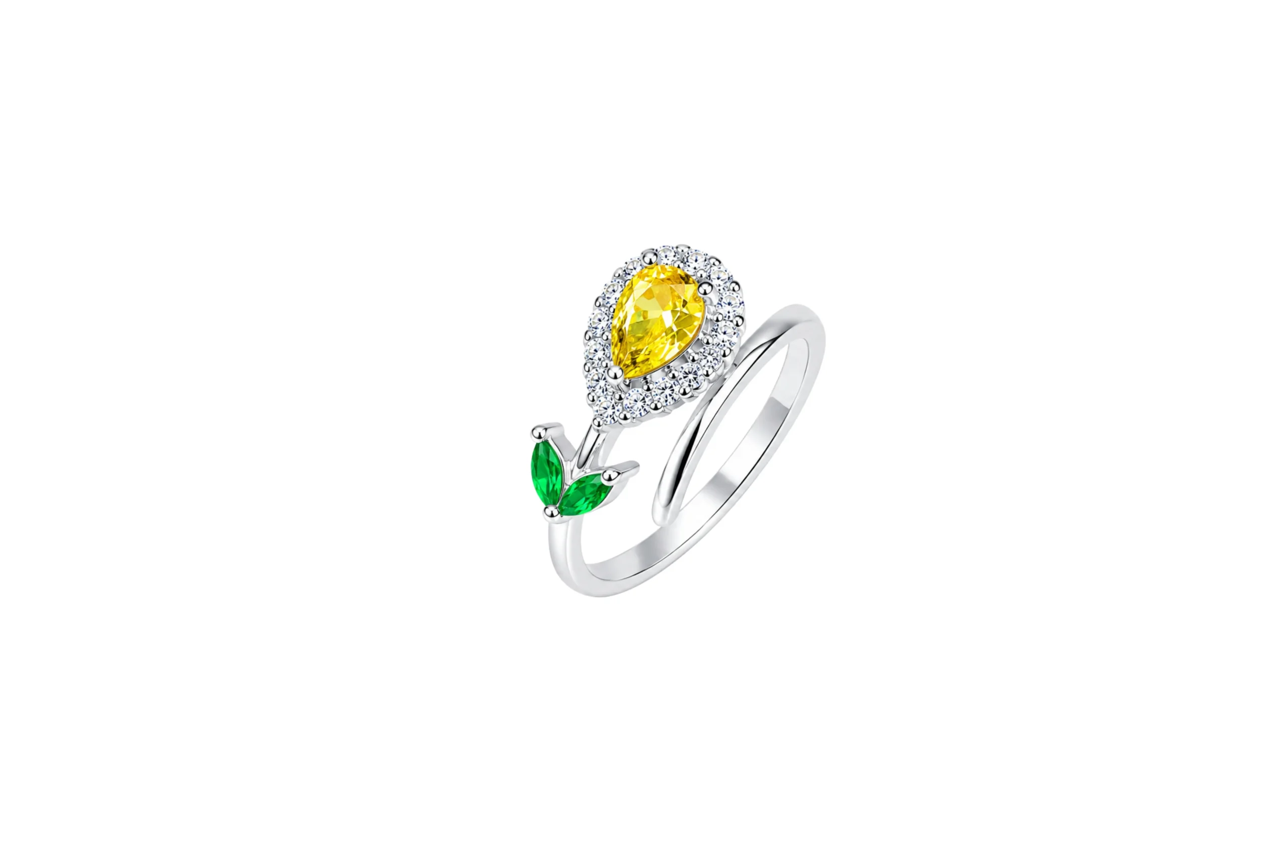 33320 Anillo Gota Amarillo Circones Plata Talla 8 - Imagen 1