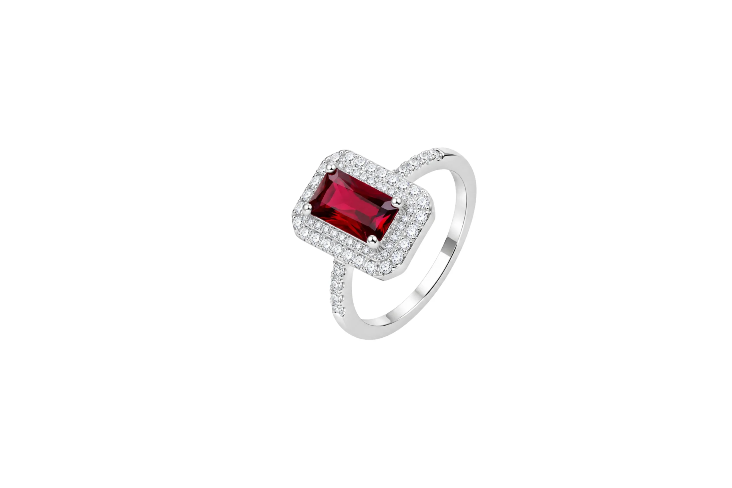 33321 Anillo Baguette Rojo Plata Talla 7 - Imagen 1
