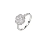 Anillo Flor Circones Plata Talla 7