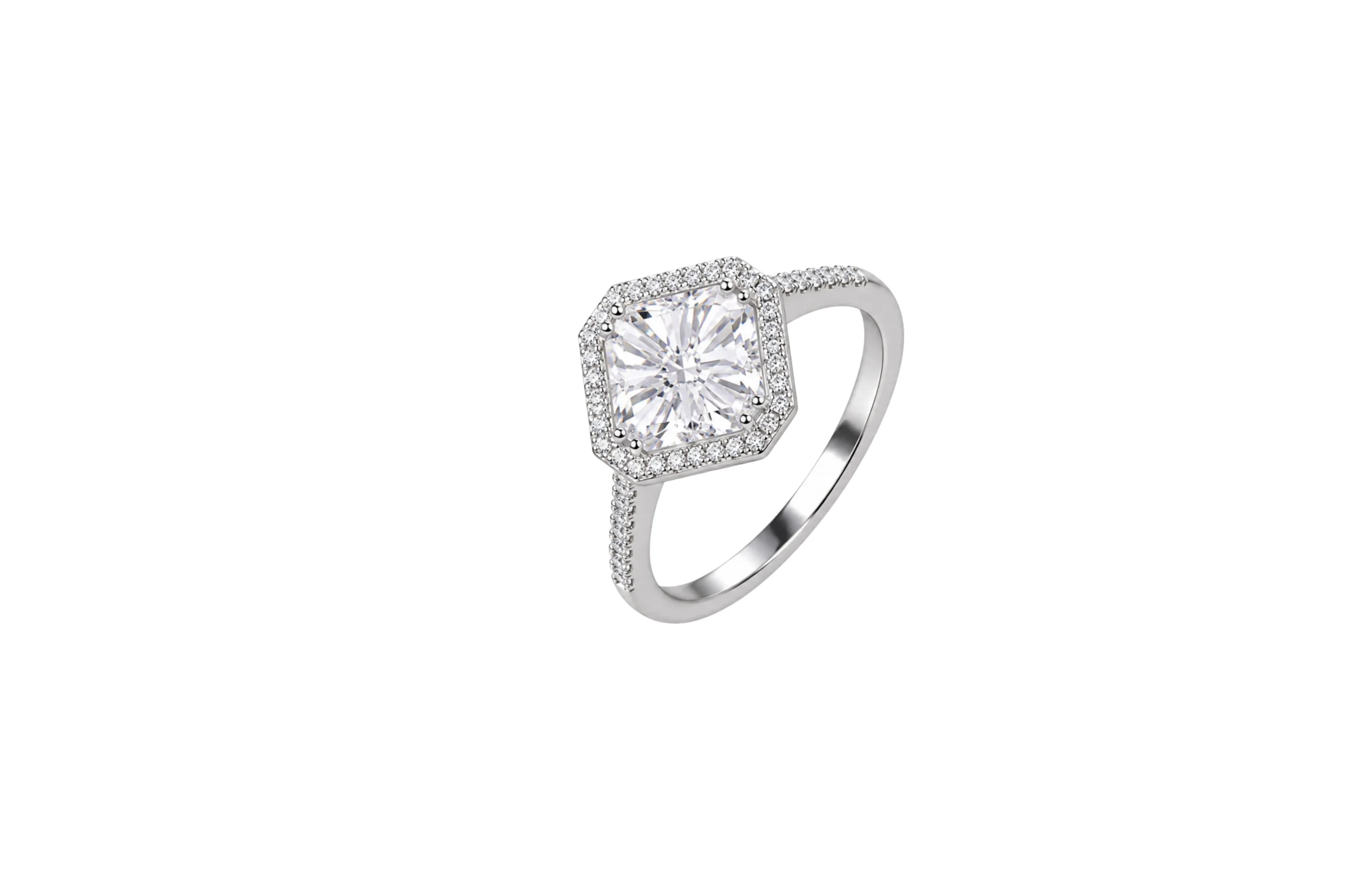 33325 Anillo Flor Cuadrado Plata Talla 7 - Imagen 1