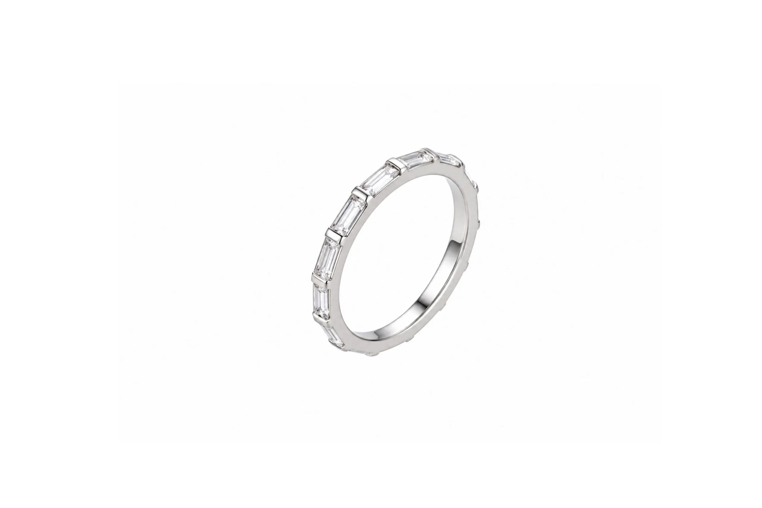 33326 Anillo Cintillo Baguettes Plata Talla 8 - Imagen 1