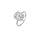 Anillo Baguette Blanco Plata Talla 6