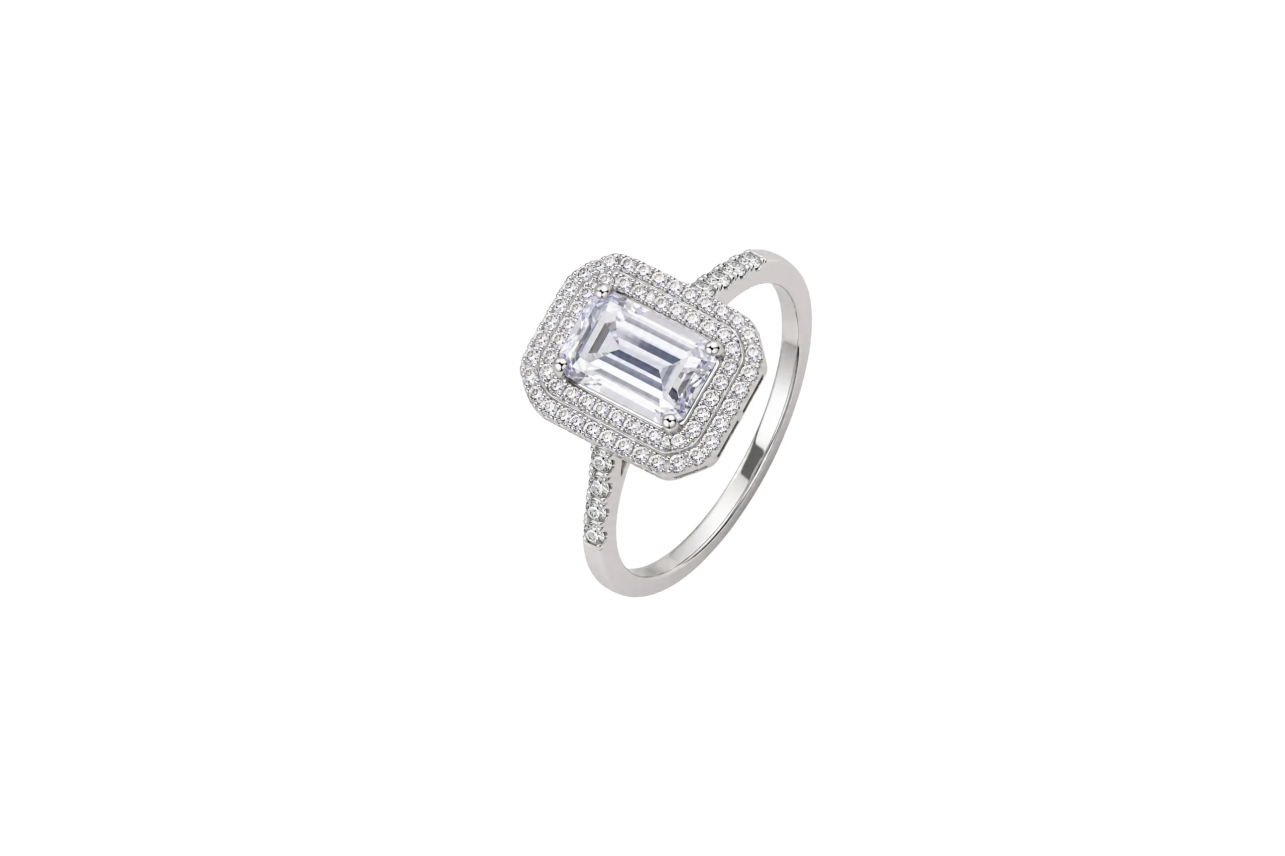 33328 Anillo Baguette Blanco Plata Talla 6 - Imagen 1