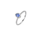 Anillo Gota Azul Turquesa Plata Talla 8