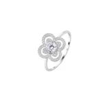 Anillo Flor Circones Plata Talla 9