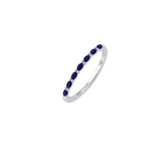 Anillo Cintillo Circones Oval Azul Plata Talla 7