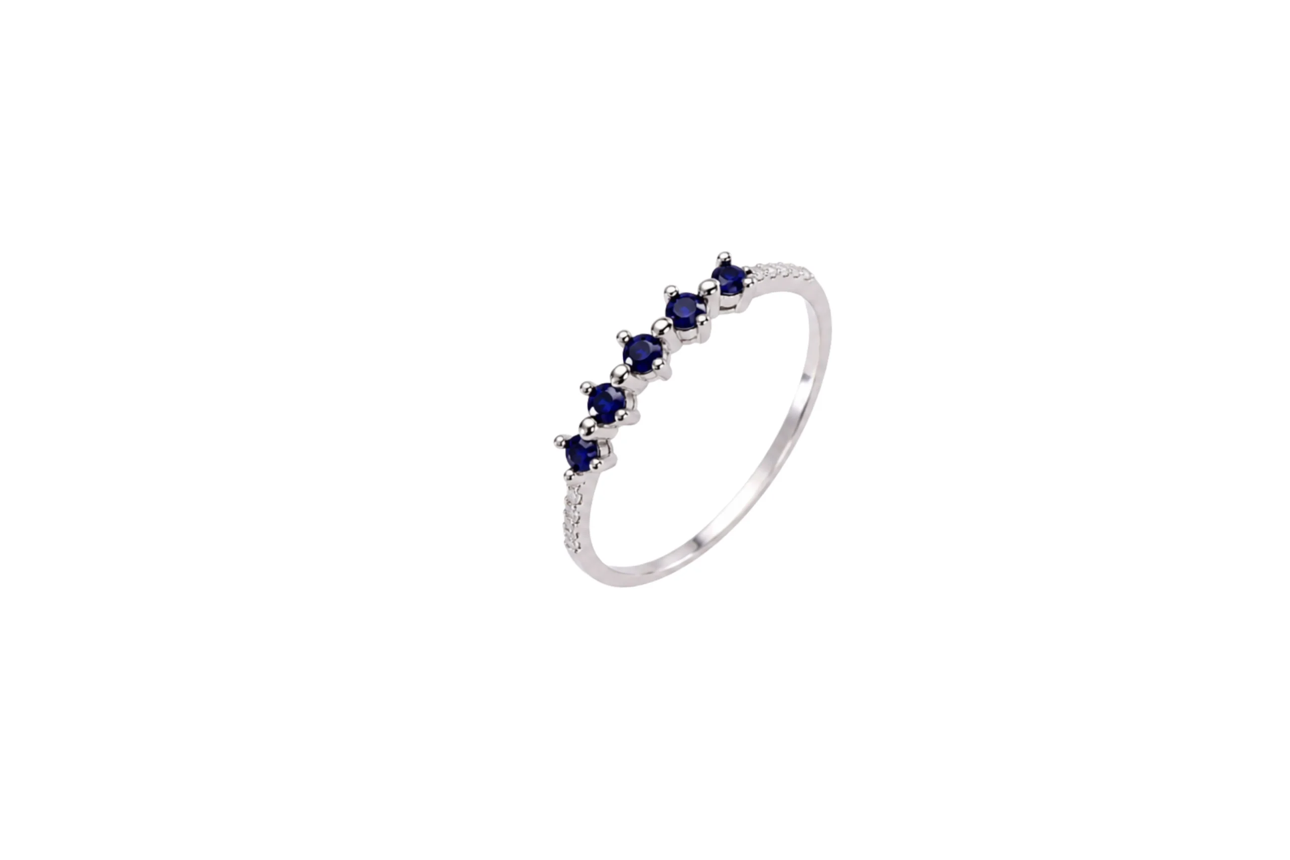 33337 Anillo Cintillo Circones Azul Y Blanco Plata Talla 8 - Imagen 1