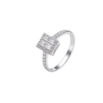 Anillo Promesa Baguettes Plata Talla 6