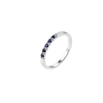 Anillo Cintillo Circones Azul Plata Talla 7.5