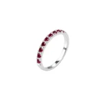 Anillo Cintillo Circones Fucsia Plata Talla 6