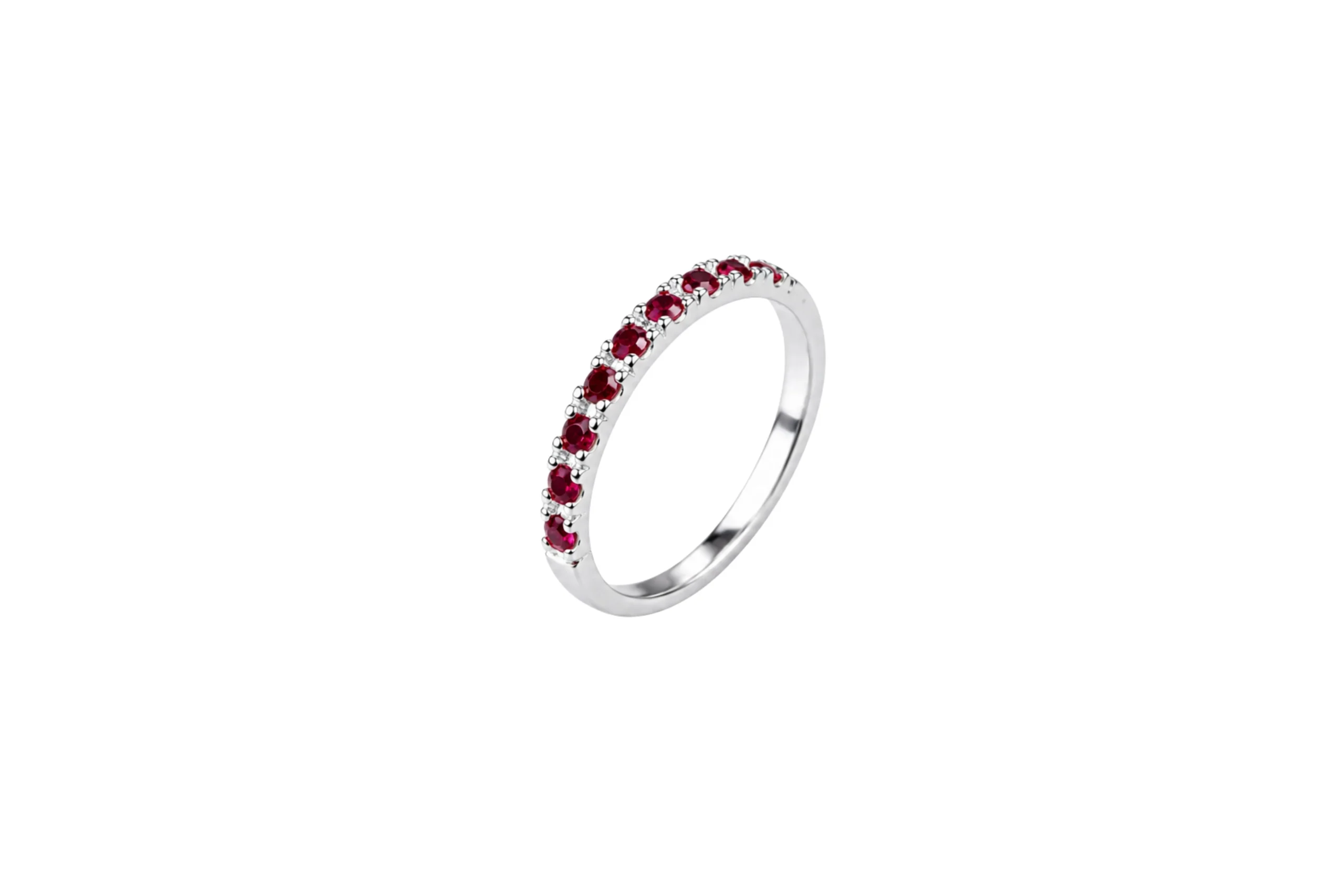 33342 Anillo Cintillo Circones Fucsia Plata Talla 6 - Imagen 1