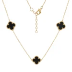 Cadena VC&A Negro Onix Oro 18K 45cm-10mm-1,2mm