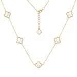 Cadena VC&A Nacar 14 Treboles Oro 18K 45cm-50cm 6,5mm-2,8mm