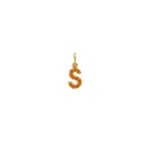 Dije Ice Letra S Circon Naranja Oro 18K 9,2mm-5mm