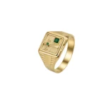 Anillo Cruz Circon Verde Oro 18K 13,7mm-5,1mm Talla 12